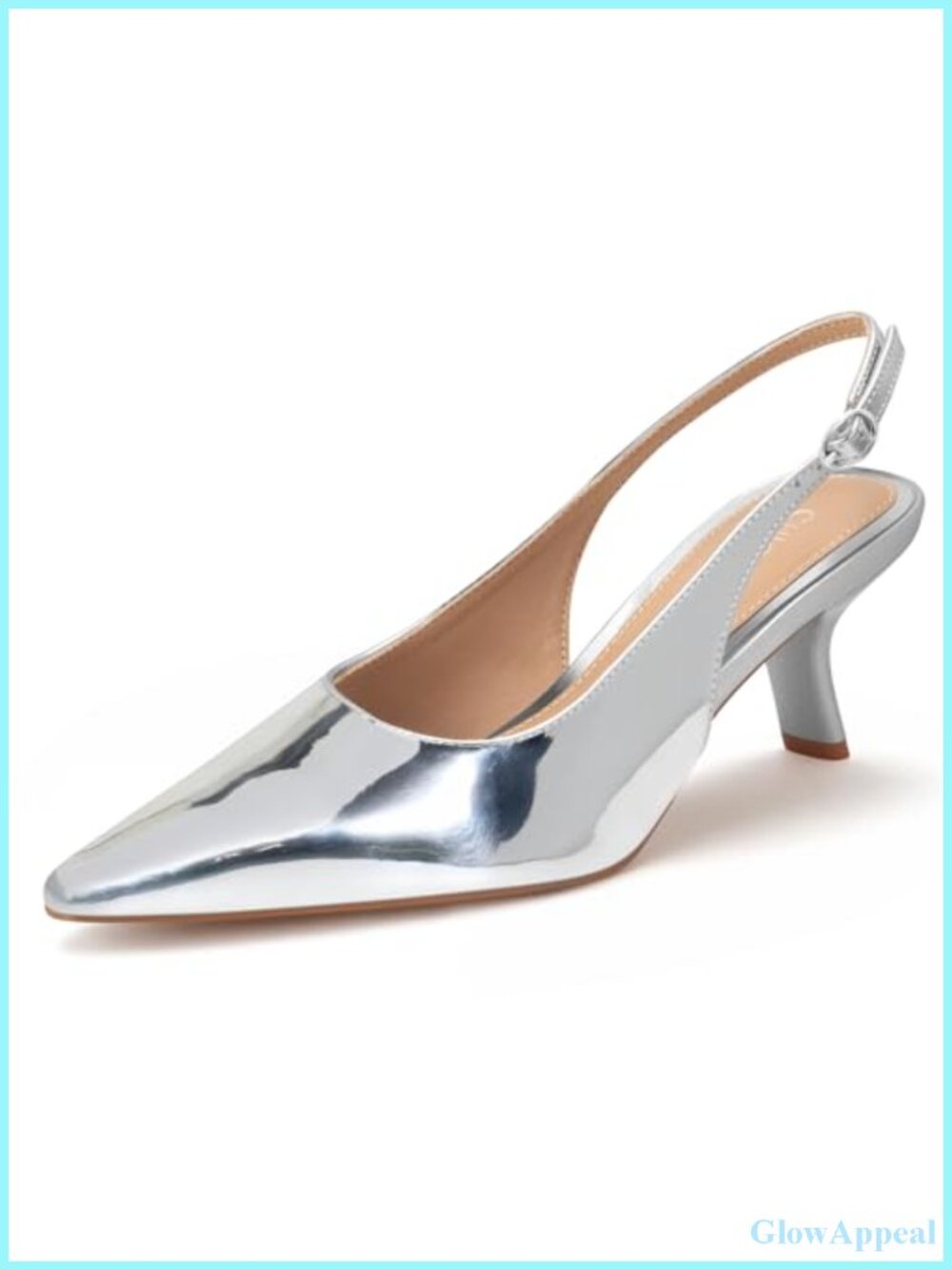 Women's Slingback Pumps Pointed Toe Kitten Heel Buckle Strap